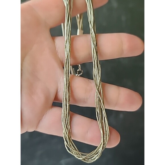 925 Sterling Silver Liquid Multistrand Chain Necklace Vintage - Picture 6 of 10